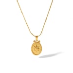 Gold color / 1 Piece Retro Classic Style Oval Stainless Steel  Gold Color Women's Pendant Necklaces 